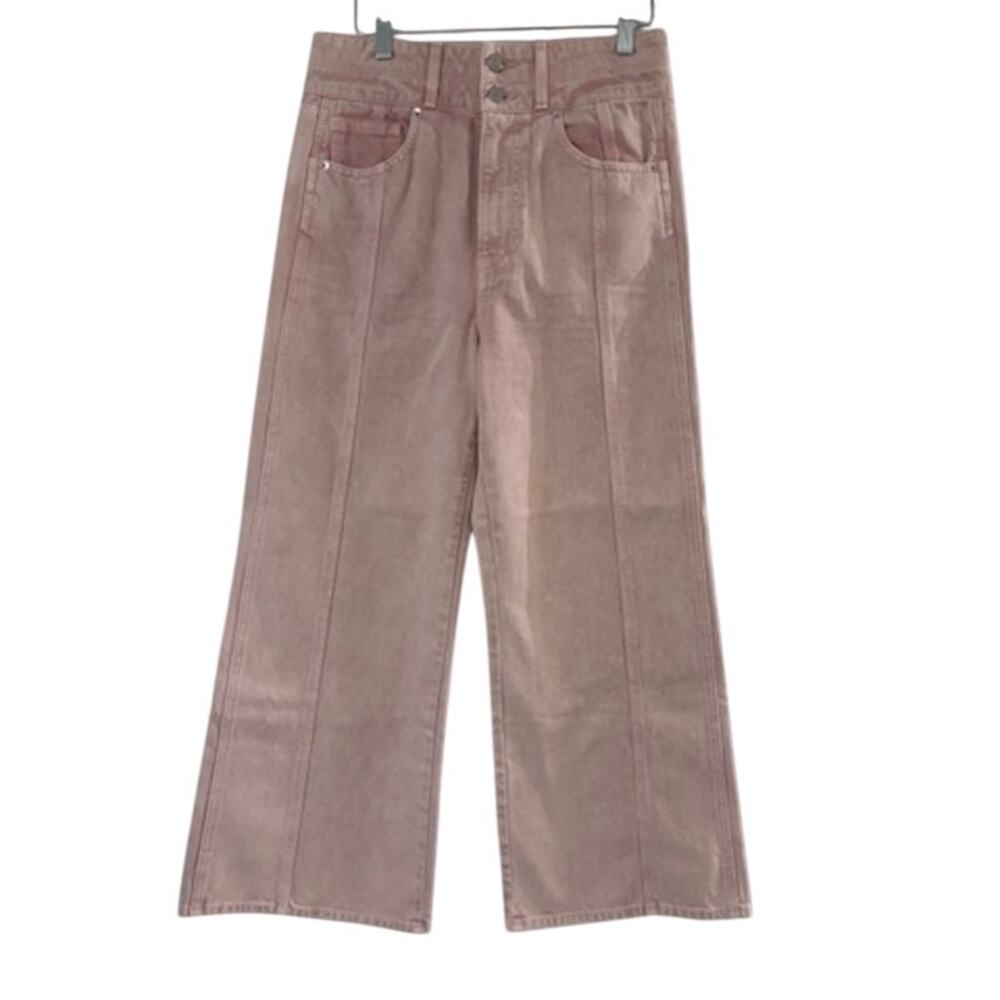 Veronica Beard Jean Taylor Wide Leg Crop Jeans Pink High Rise Size 29